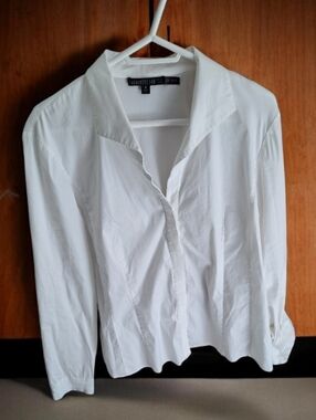 Lafayette 148 White Button-Front Blouse